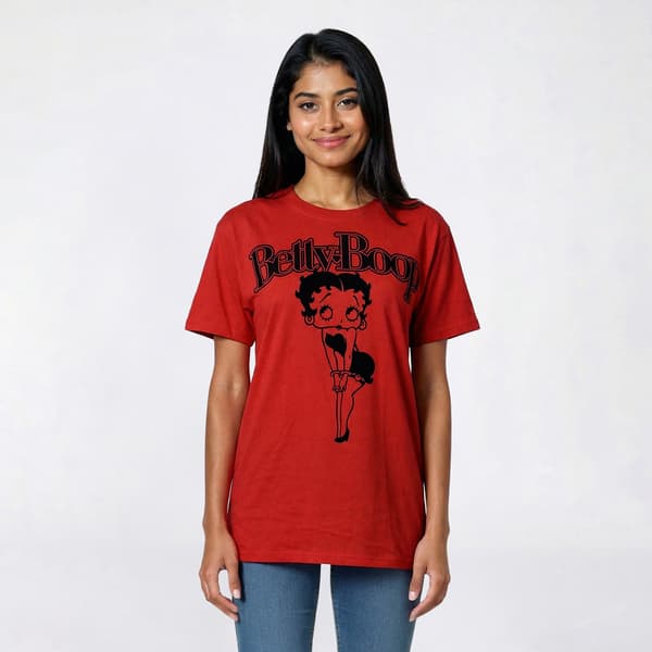 Juniors Betty Boop Flocked Front Back Tee - image 