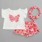 Baby Girl &#40;12-24M&#41; BTween&#40;R&#41; Butterfly Top & Floral Shorts Set - image 1