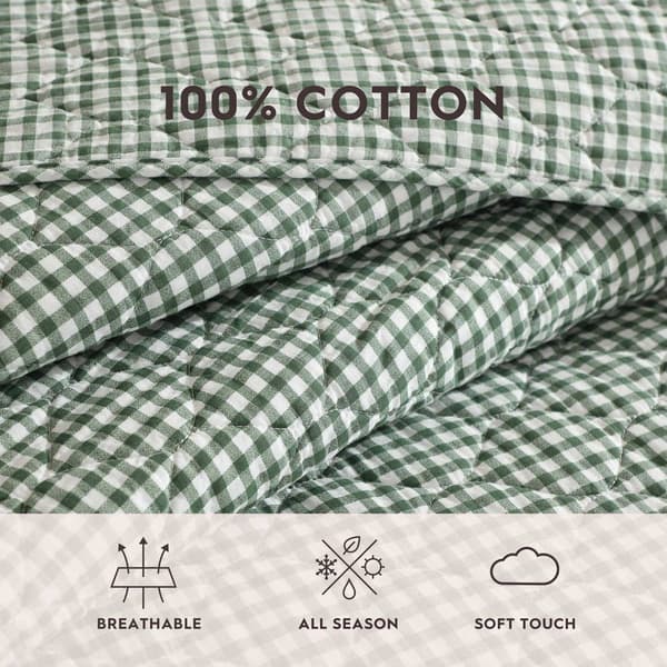 Laura Ashley Gracies Gingham Cotton Reversible Quilt Set