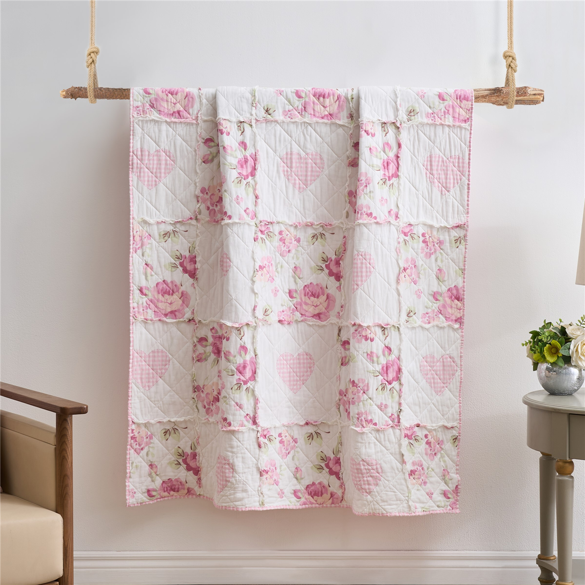 Greenland Home Fashions(tm) Veronica''s Hearts Patchwork Throw