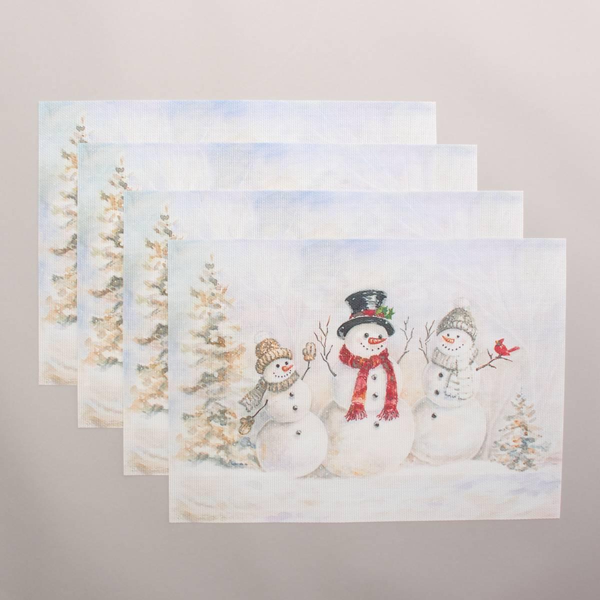 Snowmen Trio Woven Placemats - Set of 4