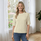 Womens MNK Elbow Sleeve Cropped Cable Knit Sweater - image 1