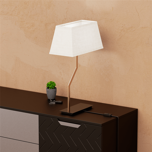Infibrite 25 in. Angled Brass Table Lamp with Textured Shade