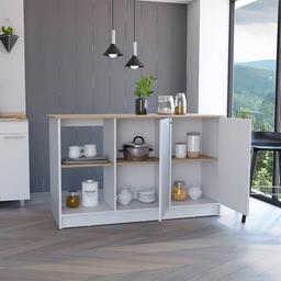 FM FURNITURE Carnation White Kitchen Island