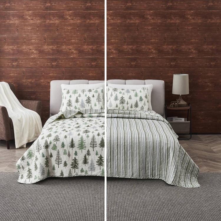 FreshFolds 3pc. Forest Reversible Microfiber Quilt Set