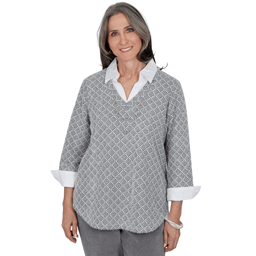 Womens Alfred Dunner Vail Diamond Texture Two in One Blouse