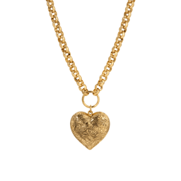 1928 18.5in. Gold-Tone Large Heart Pendant Necklace