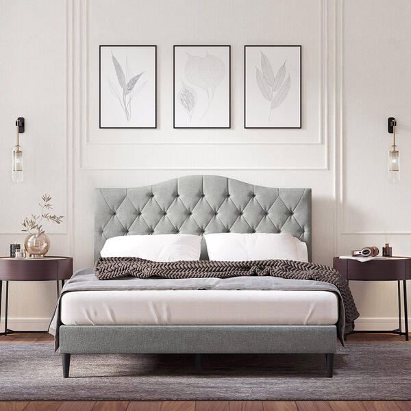 Rize Home Oros Upholstered Platform Bed w/ Headboard - image 