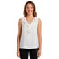 Womens Kasper Sleeveless Ruffle V Neck Solid Blouse - image 1
