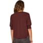 Plus Size Democracy Smocked Elbow Sleeve V Neck Solid Blouse - image 2