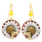 Silver Forest Sunflower Bee Drop Earrings - image 1
