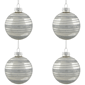 Northlight 4ct. Silver Stripes Christmas Shiny Glass Ornaments - image 2