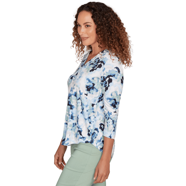 Womens Emaline Seabreeze Essence 3/4 Sleeve Top With Overlapped