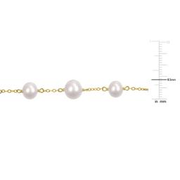 Gemstone Classics™ White Freshwater Pearl Yellow Silver Bracelet