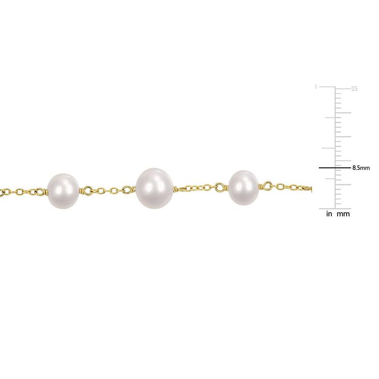 Gemstone Classics™ White Freshwater Pearl Yellow Silver Bracelet