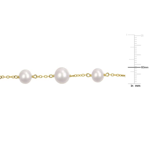 Gemstone Classics™ White Freshwater Pearl Yellow Silver Bracelet