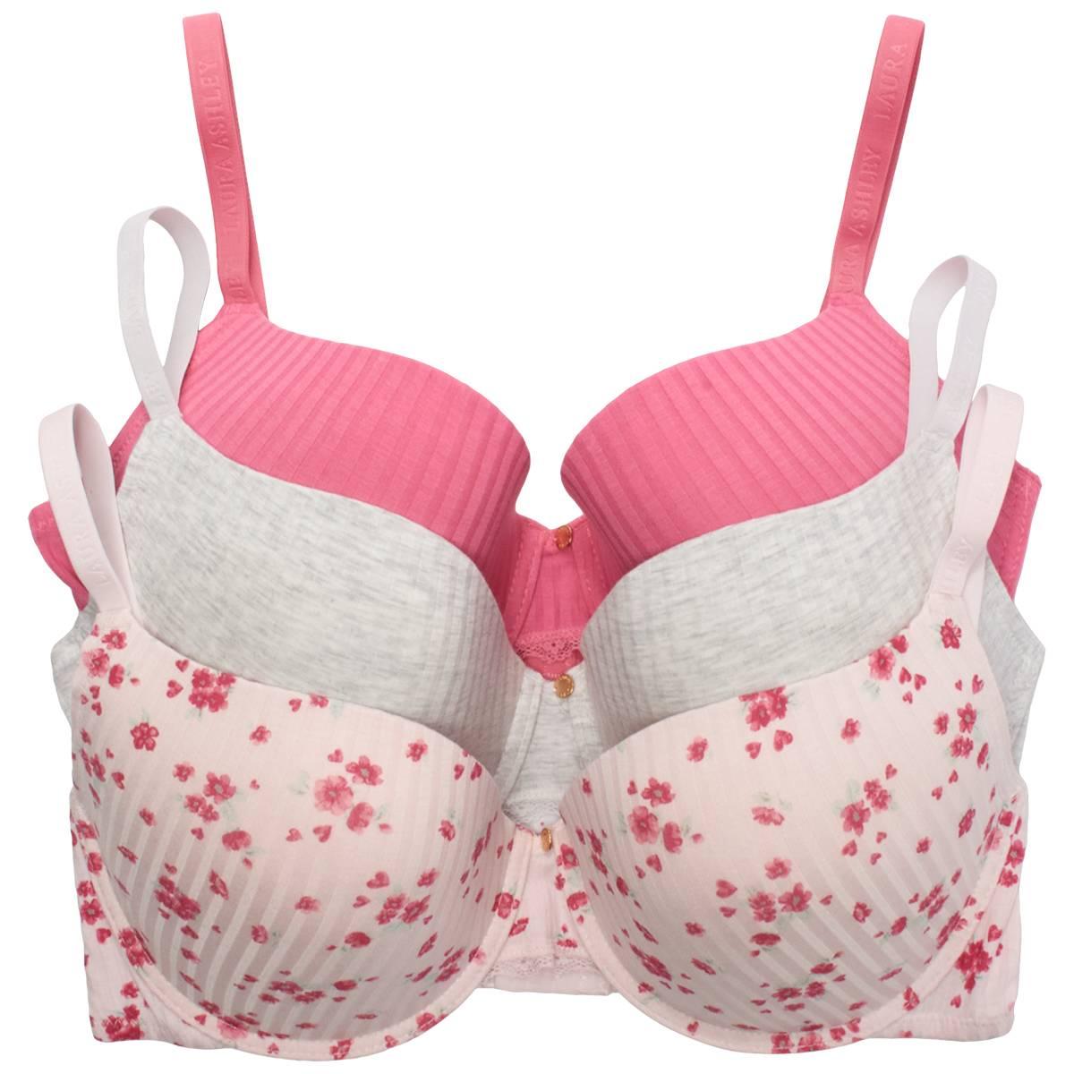 Plus Size Laura Ashley(R) 3pk. Charm Lace Push Up Bras -LS8403-3PKX