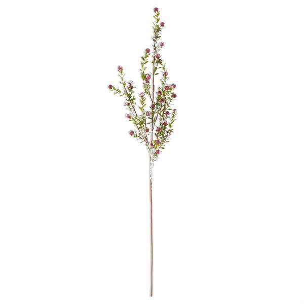 K&K Interiors Glitter Snowy Red Berry Leaf Stem - image 