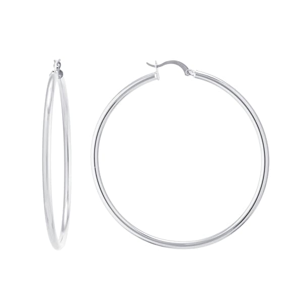 Fine Silver Plated 66mm Hoop Earrings - image 