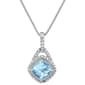 Gemminded 7mm Cushion Aquamarine & 0.21ctw. Diamond Pendant - image 1
