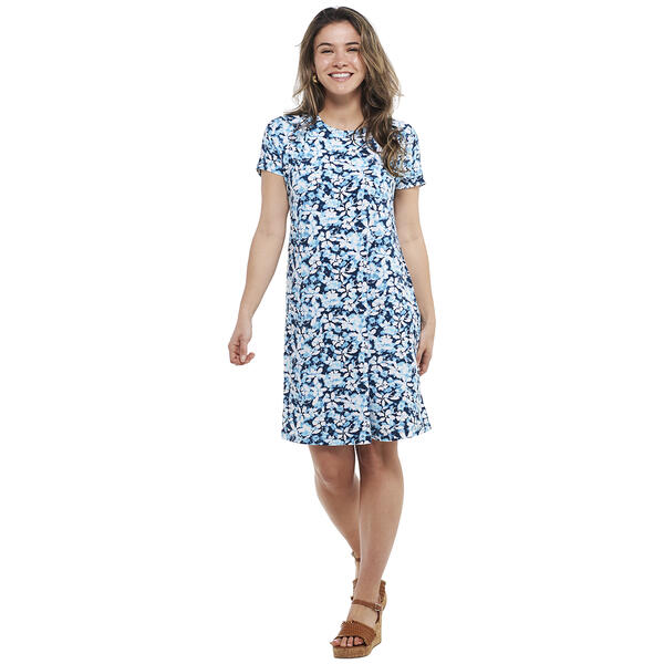Plus Size Harlow & Rose Short Sleeve Blurred Floral Swing Dress - image 