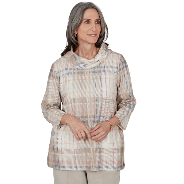 Petite Alfred Dunner Sunset Ridge Shimmer Plaid Sweater