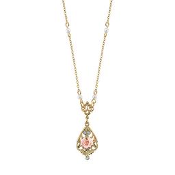 Signature 1928 Porcelain Rose Necklace & Pendant