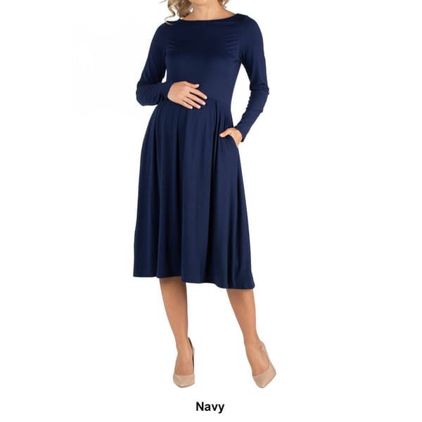 Womens 24/7 Comfort Apparel Fit and Flare Maternity Midi Dress