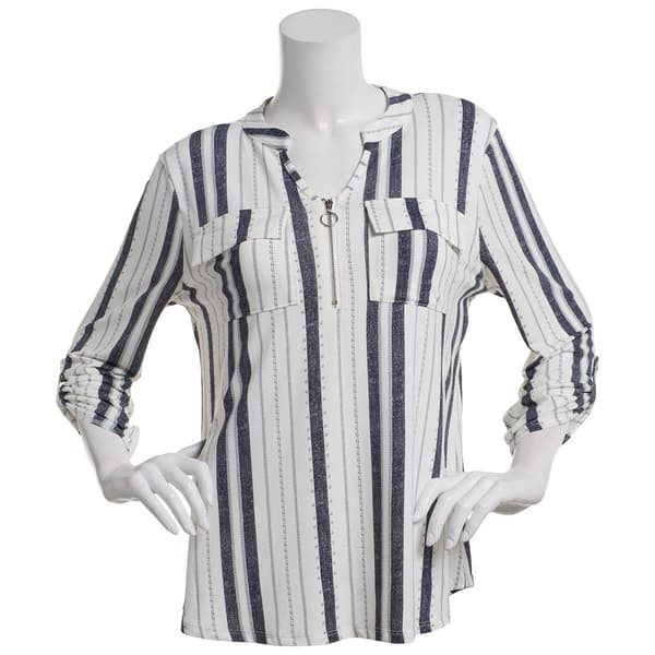 Womens Cure 3/4 Sleeve Two Pockets 1/2 Zip Top - image 