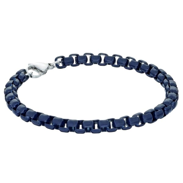 Mens Lynx Stainless Steel Acrylic Box Chain Bracelet - image 