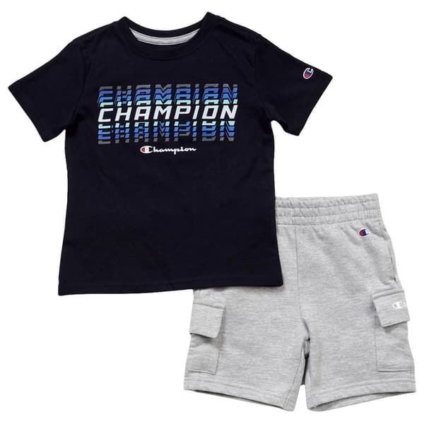 Boys &#40;4-7&#41; Champion&#40;R&#41; Graphic Tee & Cargo Shorts Set - Dark Navy - image 