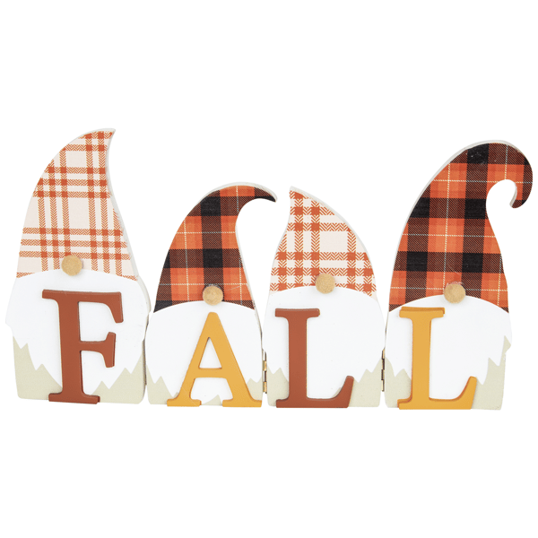 Northlight Plaid Gnomes Fall Harvest Wooden Sign - 10in.