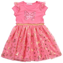 Girls &#40;4-6x&#41; Young Hearts Ribbed Sequin Butterfly Foil Tutu Dress