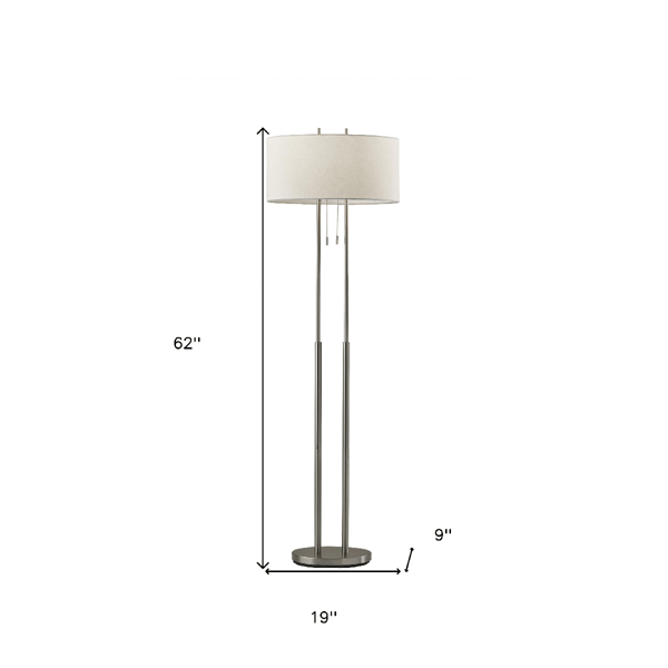 HomeRoots 62in. Silver Task Floor Lamp With Drum Shade