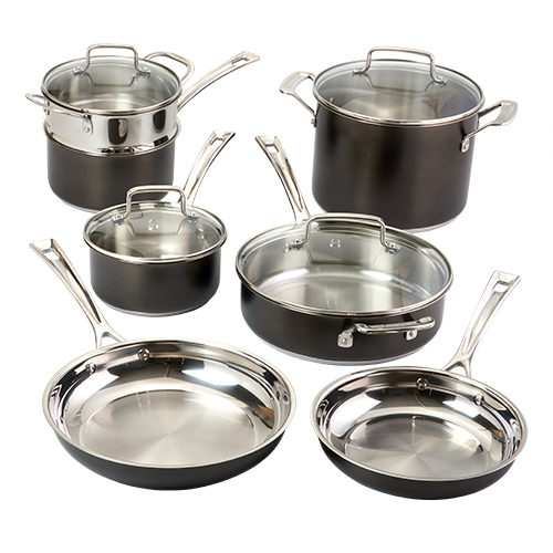 Cuisinart(R) 11pc. Black Stainless Steel Cookware Set