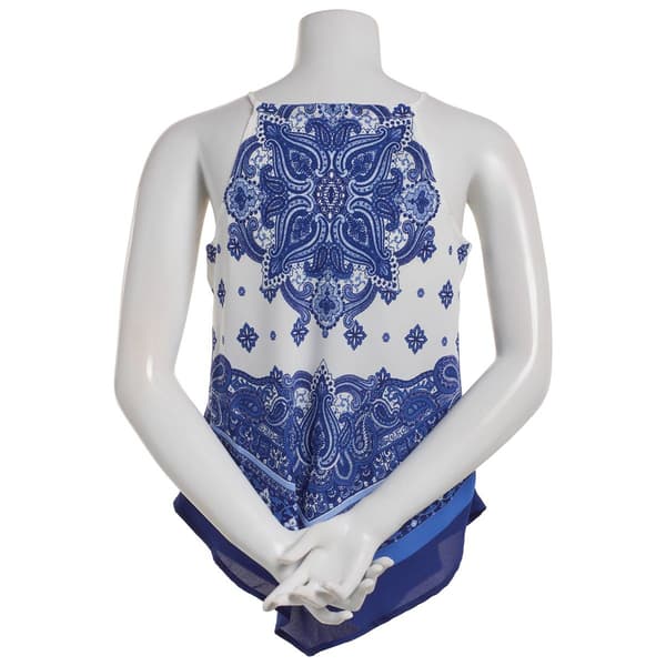 Juniors A. Byer Paisley Hanky Hem Tank Top