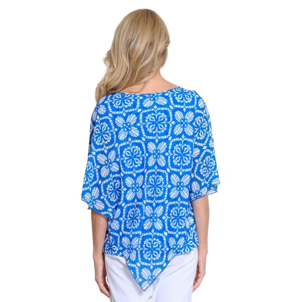 Womens Multiples Floral Overlay Poncho with Tank Top