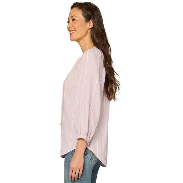 Petite Democracy 3/4 Blouson Sleeve Stripe Drawstring Blouse