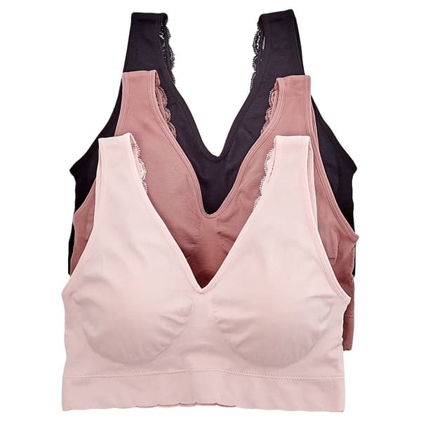 Plus Size Laura Ashley(R) 3pk. Lace Back Lounge Bras - LS5243-3PKCB