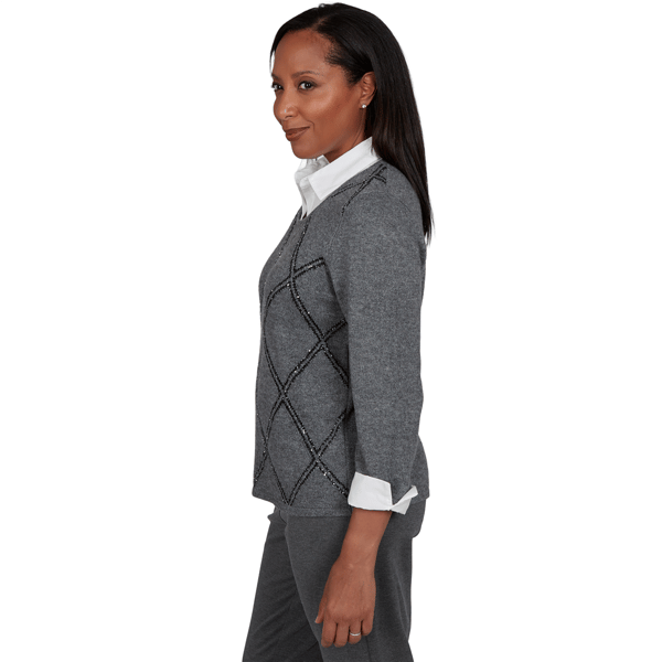 Womens Alfred Dunner Regent Street Diamond Two in One Sweater