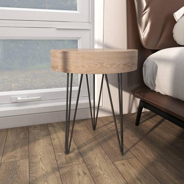 9th & Pike® Brown Wood and Metal Modern Accent Table