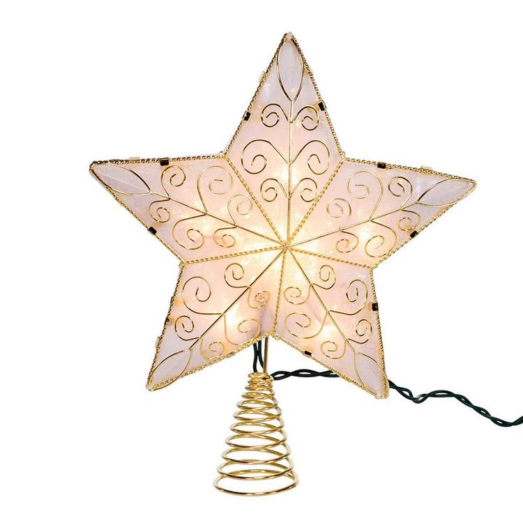 Kurt Adler UL 10-Light 8.5in. Gold Reflector Star Treetop