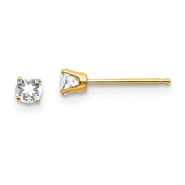 Gemstone Classics&#40;tm&#41; Yellow Gold 3mm. Topaz Stud Earrings - image 