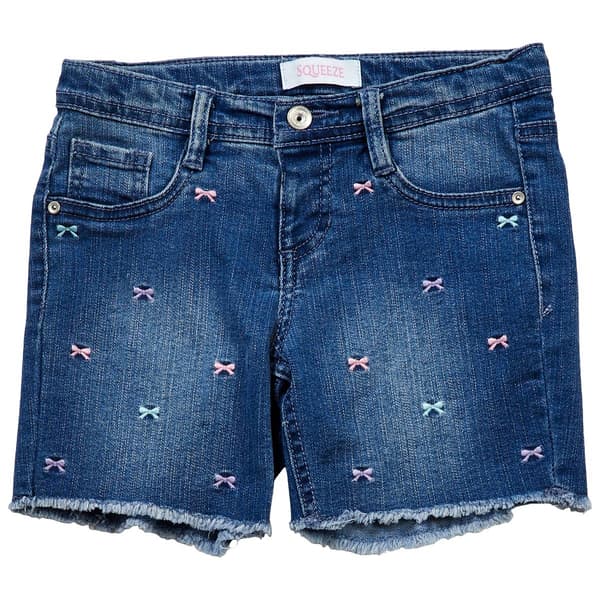 Girls (4-6x) Squeeze Midi Fray Shorts w/  Multi Color Bows