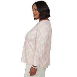 Plus Size Emaline Soiree Embellished Neck Abstract Plaid Sweater