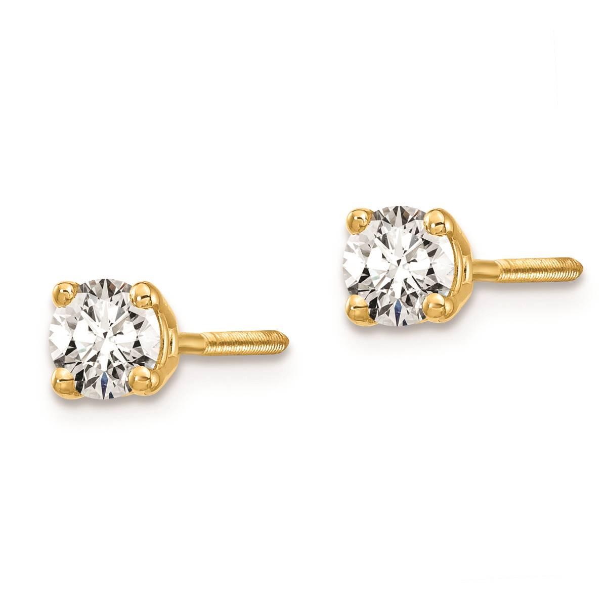 Pure Fire 14kt. Gold 1/2ctw. 4-Prong Diamond Screw-Back...