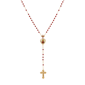 Symbols of Faith Gold-Tone Red Bead Jesus Decal Rosary - image 1