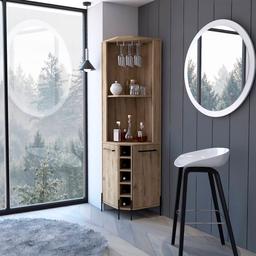FM FURNITURE Reese Macadamia Corner Bar Cabinet