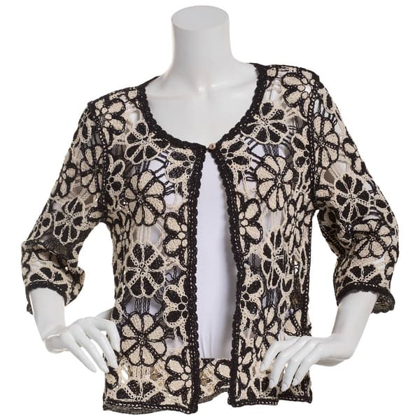 Womens Rabbit Rabbit Rabbit Embroidered Floral Shrug - image 