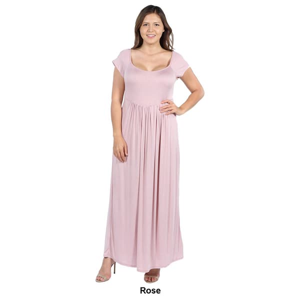 Plus Size 24/7 Comfort Apparel Cap Sleeve Empire Waist Maxi Dress